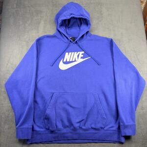 Nike Hoodie Men's 3XL Tall Blue Long Sleeve Graphic Print Cotton Polyester Sport
